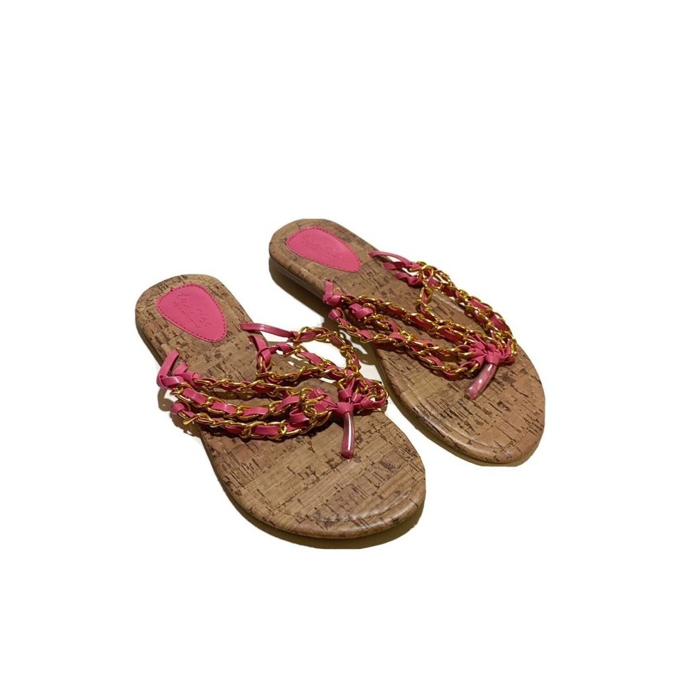 Twisted Slip In & Step Out Tan Pink Gold Sandals Size 7